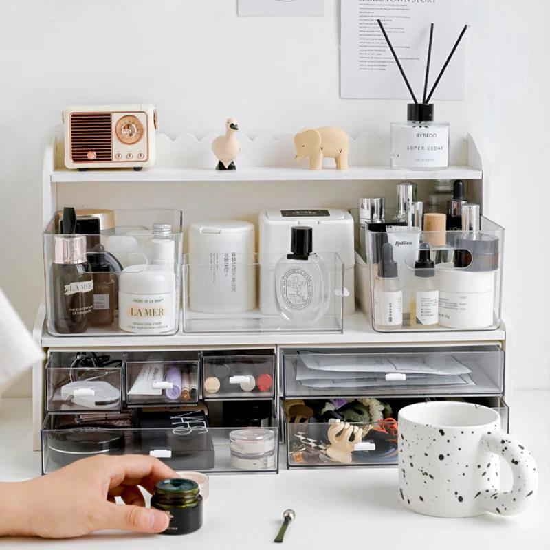 Simple Double-layer Desktop Booster Shelf Student Stationery Books Organizing Computer Booster Rack Transparent Stor